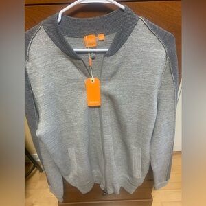 NWT Boss Zip-Up Gray Sweater/Cardigan